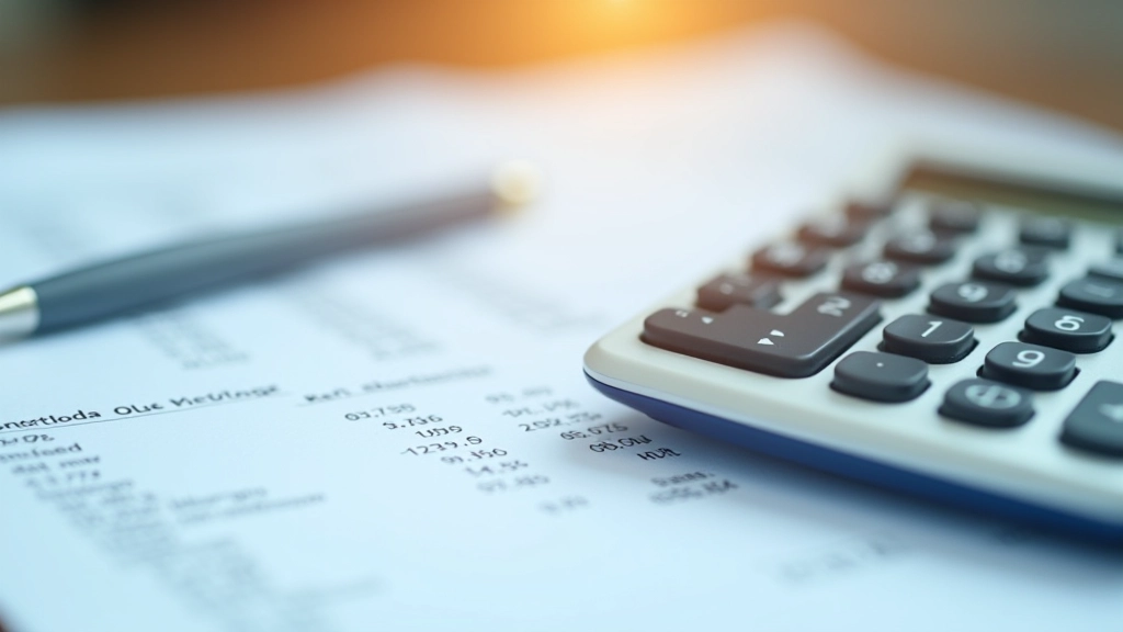 Kalkulačka s finančními údaji a tužkou na papíru