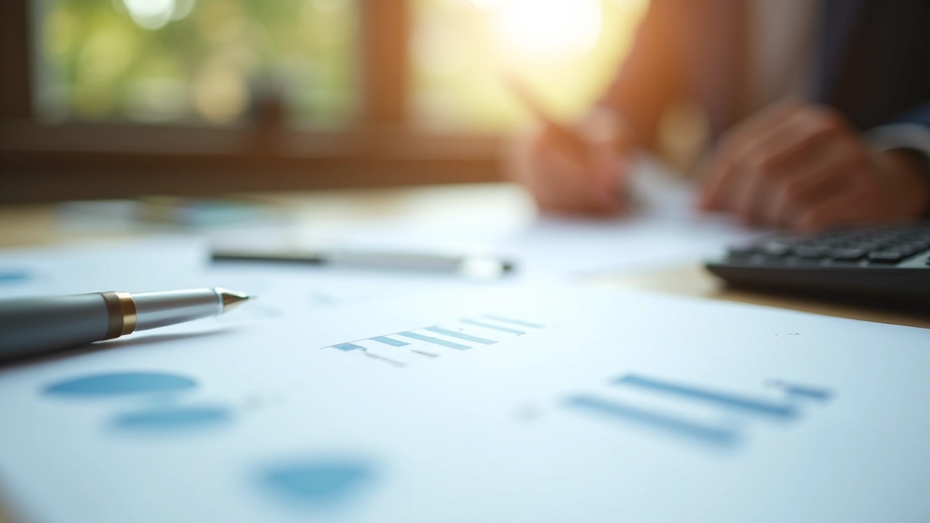 Pracovní stůl s dokumenty a analýzou finančních dat