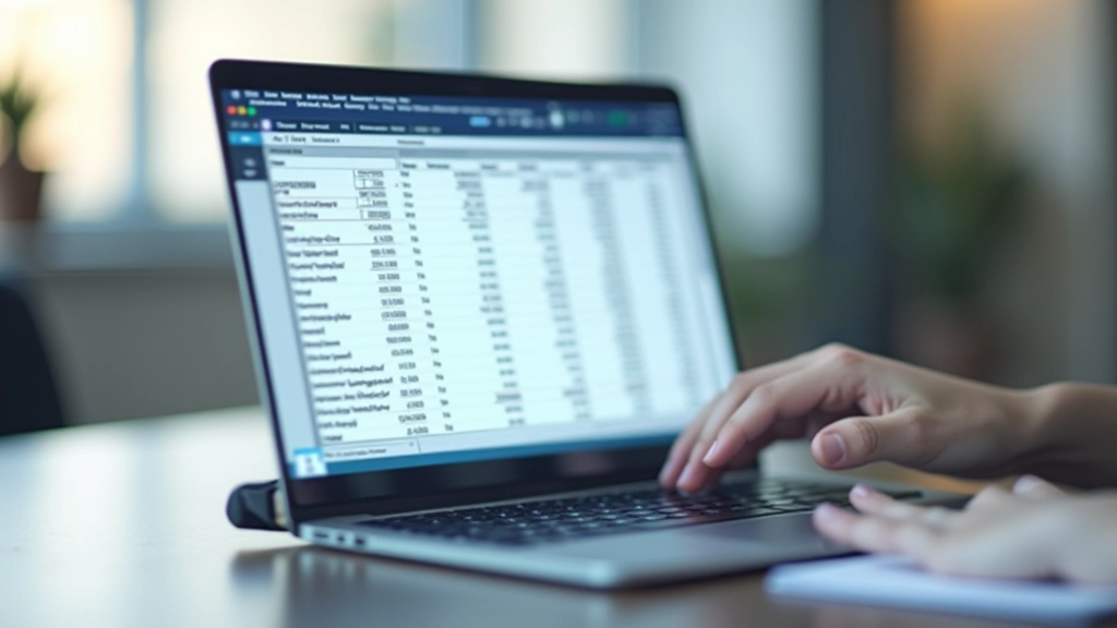 Tabulka s výpočty pojistných záloh na obrazovce notebooku