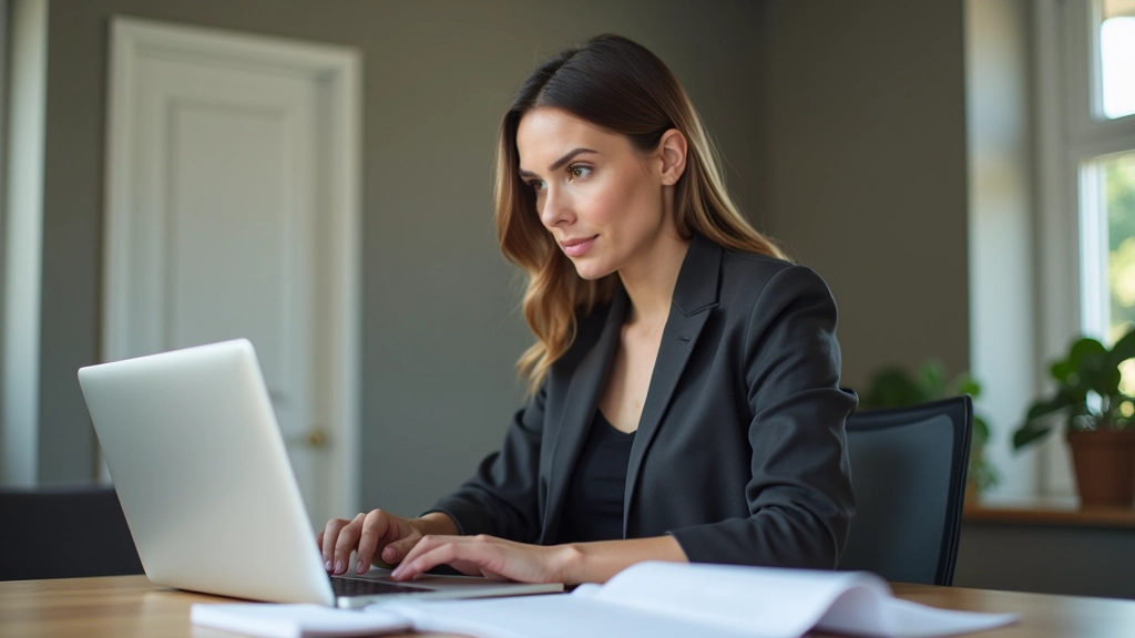 Osoba pracující na notebooku s dokumenty a poznámkami na stole